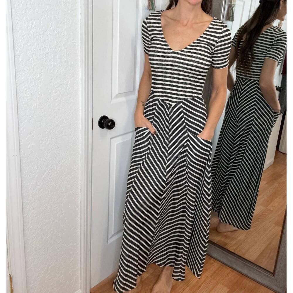 NEW BLAKELEY calista stripe dress in black/grey